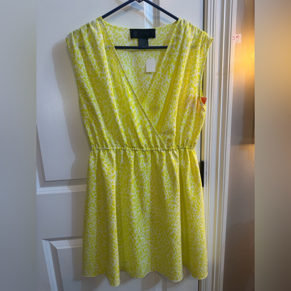 Kardashian Kollection Yellow Animal Print Midi Dress
